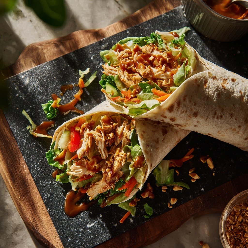Peanut Hoisin Chicken Wraps