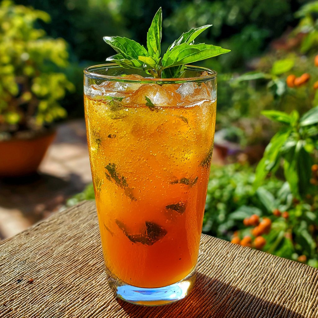 Peach Basil Iced Tea