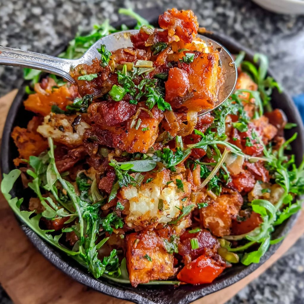 Dandelion and Sweet Potato Hash