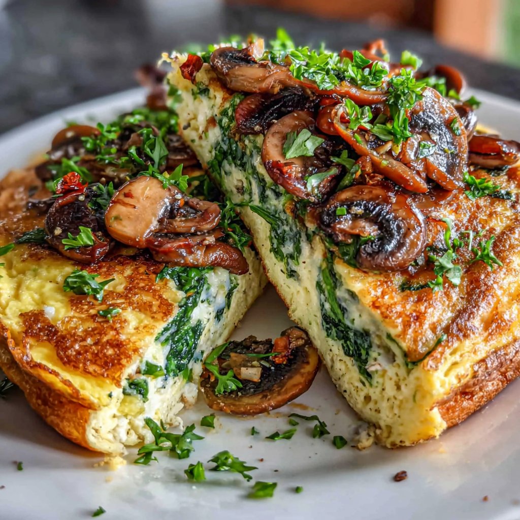 Spinach Mushroom Omelet Plate